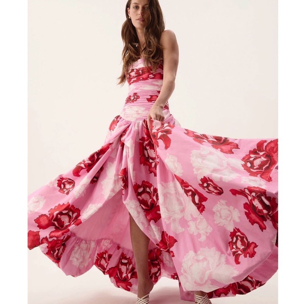 Aje Behold Maxi Pink Boldy Blooming Strapless US size 4, AUS 8